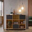 Rack Organizador 03 Gavetas Pretas e 6 Nichos Freijó - Qmovi
