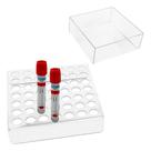 Rack Organizador Acrílico 49 Furos Tubos Coleta Sangue Compacto Estante Transparente Laboratório
