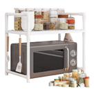 Rack Organizador de Cozinha Branco Portátil com 2 Andares para Micro-ondas, Temperos e Bancada