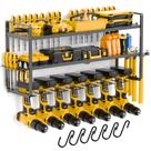 Rack organizador de ferramentas elétricas MAVIKS de 3 prateleiras com 7 porta-furadeiras