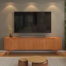 Rack P/ TV 75'' Atenas Pés Madeira Maciça 4 Portas 1.80m 100%MDF COR:NATURALLE