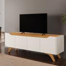 Rack P/ TV 75'' Atenas Pés Madeira Maciça 4 Portas 1.80m 100%MDF COR:NATURALLE/OFF