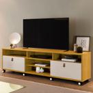 Rack p/ TV até 65" 100% MDF/MDP 2 Gavetas Nicho 8 Rodinhas Cor:Naturale/OffWhite