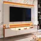 Rack Painel Imperiale para TV até 75” com LED Portas em MDF Usinado Pés de Ferro Gaveta Telescópica