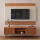 Rack Painel para TV até 65 Polegadas 185cm x 196cm com LED 100% MDF e Pés em Madeira Maciça Gaia Rack Painel para TV até 65 Polegadas 185cm x 196cm com LED 100% MDF e Pés em Madeira Maciça Gaia