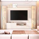Rack Painel para TV até 84 Polegadas com LED e Vidro Reflecta 100% MDF 219CMX305CM Vitoria Regia Yescasa Off White Rack Painel para TV até 84 Polegadas com LED e Vidro Reflecta 100% MDF 219CMX305CM Vitoria Regia Yescasa Off White