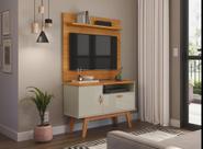 Rack + Painel SI 90cm Estilo Retrô Para TV Até 32'' Polegadas Cor Cinamomo / Off White