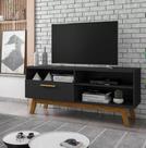 rack paladio preto fosco pés em madeira