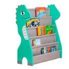 Rack Para Livros Infantil, Standbook Dinossauro 5 Bolsos