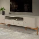 Rack para Sala 2 Portas e 2 Gavetas Madeira Maciça Aurora Off White/Castanho Rack para Sala 2 Portas e 2 Gavetas Madeira Maciça Aurora Off White/Castanho