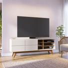 Rack para Sala Bancada de TV 70 Pol 180cm Cinthia Off White Matte/Freijó C04 - D'Rossi