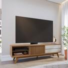 Rack para Sala Bancada de TV 75 Pol 200cm Licia Freijó/Off White Matte C04 - D'Rossi