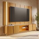 Rack Para Sala com Painel Para TV 75 Pol Com LED 243cm Novare C04 Naturale - Lyam Decor
