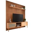 Rack Para Sala com Painel Ripado Para TV 60 Pol Fita LED Ada D03 Freijó - Lyam Decor