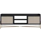 Rack Para Sala De Estar 65 Pol 183cm Industrial Indy A03 Nero Dourado