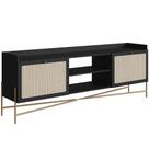 Rack Para Sala de Estar TV 65 Pol 183cm Industrial Indy A03 Nero Dourado - Lyam Decor