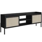 Rack Para Sala de Estar TV 65 Pol 183cm Pés Madeira Moss A03 Nero Preto - Lyam Decor Rack Para Sala de Estar TV 65 Pol 183cm Pés Madeira Moss A03 Nero Preto - Lyam Decor