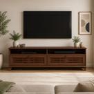 Rack Para Sala de Estar TV 65 Pol 2 Portas 180cm Madeira Maciça Aton S05 Ipê - Lyam Decor