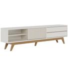 Rack para Sala De Estar TV 75 Pol 200cm Pés Retrô Venice C04 Off White Matte - Lyam Decor