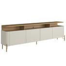 Rack Para Sala de Estar TV 75 Pol 4 Portas 220cm Pés Dourado Clio I03 Louro Luna - Lyam