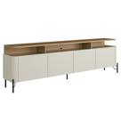 Rack Para Sala de Estar TV 75 Pol 4 Portas 220cm Pés Preto Clio I03 Louro Luna - Lyam Rack Para Sala de Estar TV 75 Pol 4 Portas 220cm Pés Preto Clio I03 Louro Luna - Lyam