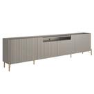 Rack Para Sala de Estar TV 75 Pol 4 Portas Brise Pés Industrial Dourado Alef I03 Grigio - Lyam Decor