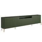 Rack Para Sala de Estar TV 75 Pol 4 Portas Brise Pés Industrial Dourado Alef I03 Musgo - Lyam Decor