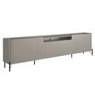 Rack Para Sala de Estar TV 75 Pol 4 Portas Brise Pés Industrial Preto Alef I03 Grigio - Lyam Decor