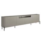 Rack Para Sala de Estar TV 75 Pol 4 Portas Brise Pés Industrial Preto Alef I03 Grigio - Lyam Decor