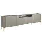 Rack Para Sala de Estar TV 75 Pol 4 Portas Pés Industrial Dourado Alef I03 Grigio - Lyam Decor