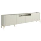 Rack Para Sala de Estar TV 75 Pol 4 Portas Pés Industrial Dourado Alef I03 Luna - Lyam Decor