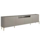 Rack Para Sala de Estar TV 85 Pol 4 Portas Brise Pés Industrial Dourado Alef I03 Grigio - Lyam Decor