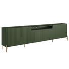 Rack Para Sala de Estar TV 85 Pol 4 Portas Brise Pés Industrial Dourado Alef I03 Musgo - Lyam Decor
