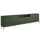 Rack Para Sala de Estar TV 85 Pol 4 Portas Brise Pés Industrial Dourado Alef I03 Musgo - Lyam Decor