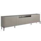 Rack Para Sala de Estar TV 85 Pol 4 Portas Brise Pés Industrial Preto Alef I03 Grigio - Lyam Decor