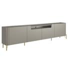 Rack Para Sala de Estar TV 85 Pol 4 Portas Pés Industrial Dourado Alef I03 Grigio - Lyam Decor