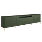 Rack Para Sala de Estar TV 85 Pol 4 Portas Pés Industrial Dourado Alef I03 Musgo - Lyam Decor