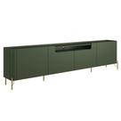 Rack Para Sala de Estar TV 85 Pol 4 Portas Pés Industrial Dourado Alef I03 Musgo - Lyam Decor