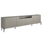 Rack Para Sala de Estar TV 85 Pol 4 Portas Pés Industrial Preto Alef I03 Grigio - Lyam Decor