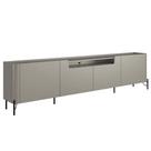 Rack Para Sala de Estar TV 85 Pol 4 Portas Pés Industrial Preto Alef I03 Grigio - Lyam Decor