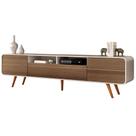 Rack Para Sala de Estar TV 85 Pol Orgânico 220cm Erah B01 Off White Castanho - Lyam Decor