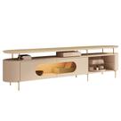 Rack Para Sala de Estar TV 85 Pol Orgânico Sâmia B01 Off White Champagne - Lyam Decor
