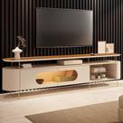 Rack Para Sala de Estar TV 85 Pol Orgânico Sâmia B01 Off White Cinamomo - Lyam Decor