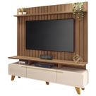 Rack Para Sala Émile com Painel Para TV Ripado 70 Pol Conect B01 Off White Castanho - Lyam Decor