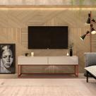 rack para sala estilo indutrial com 2 gavetas Off White/cobre