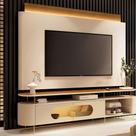 Rack Para Sala Orgânico Sâmia com Painel Para TV 85 Pol Aslan B01 Off White Cinamomo - Lyam Decor
