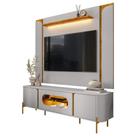 Rack Para Sala Orgânico Suy Com Painel Para Tv 75 Pol Maresca B02 Off White Naturalle - Lyam Decor