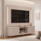 Rack Para Sala Ripado com Painel Para TV 75 Pol Atlantis D05 Off White - Lyam Decor Rack Para Sala Ripado com Painel Para TV 75 Pol Atlantis D05 Off White - Lyam Decor
