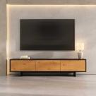 Rack Para Sala TV 75 Minimalista 184 cm Madeira Freijó Preto Arto