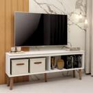 Rack Para Sala Tv Ate 55 Polegadas Cor Branco Com Pes
